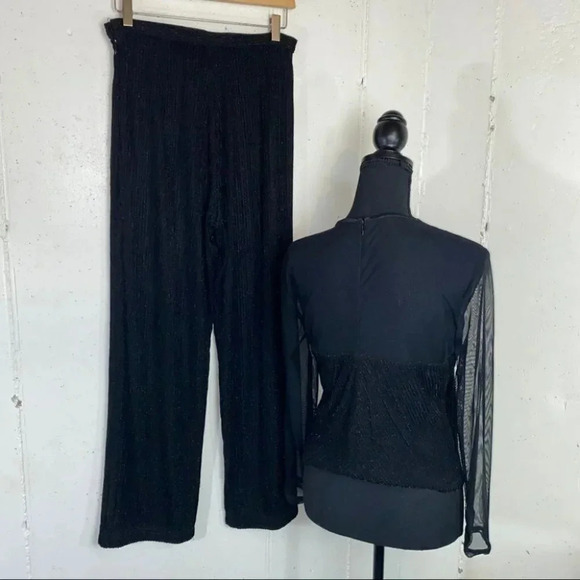 Jeffrey & Dara 2 piece pants & top  black‎ sheer glitter set - Picture 9 of 12